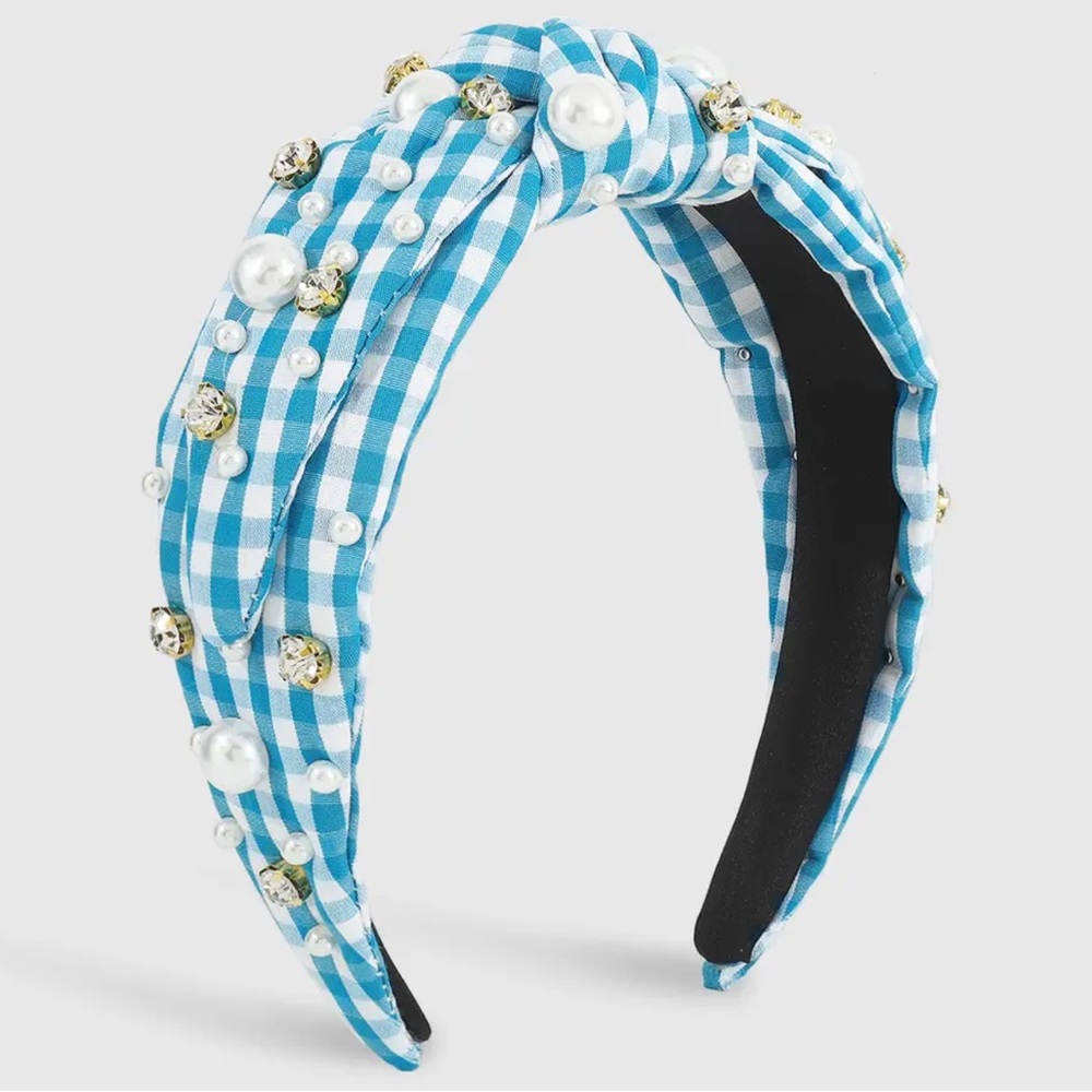 Blue & White Gingham Headband